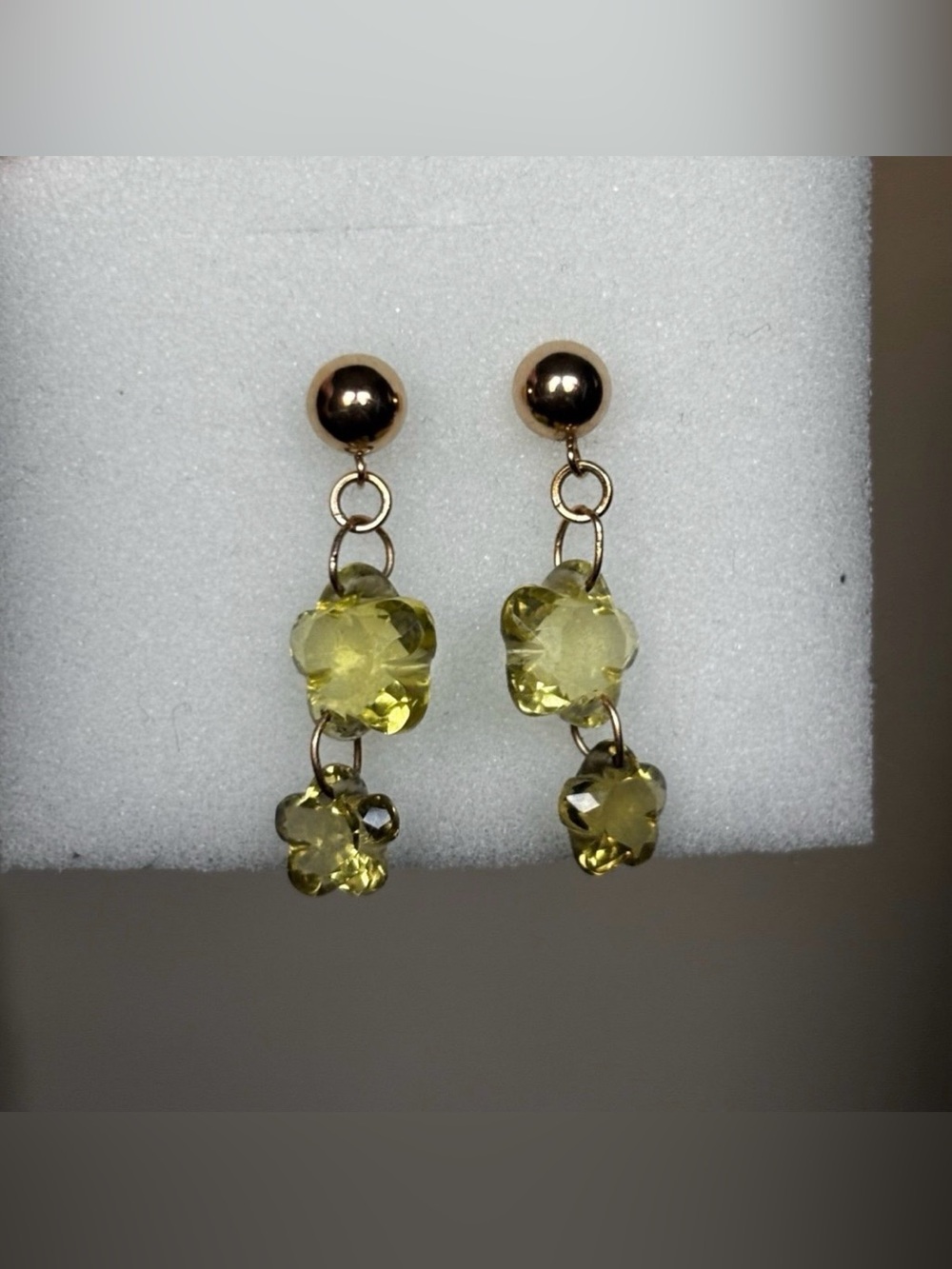 14K Citrine Flower Drop Earrings